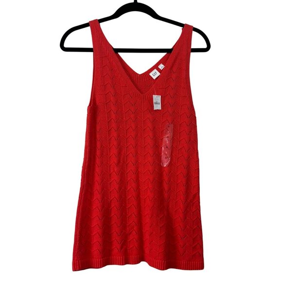 NWT Gap Women's Knit Sweater Tank Top 100% Cotton Bright Red/Orange Size S - Picture 1 of 8